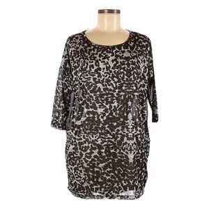 🌺 H&M Black Leopard Print Semi Sheer Oversized Tunic Top Size M NWT
